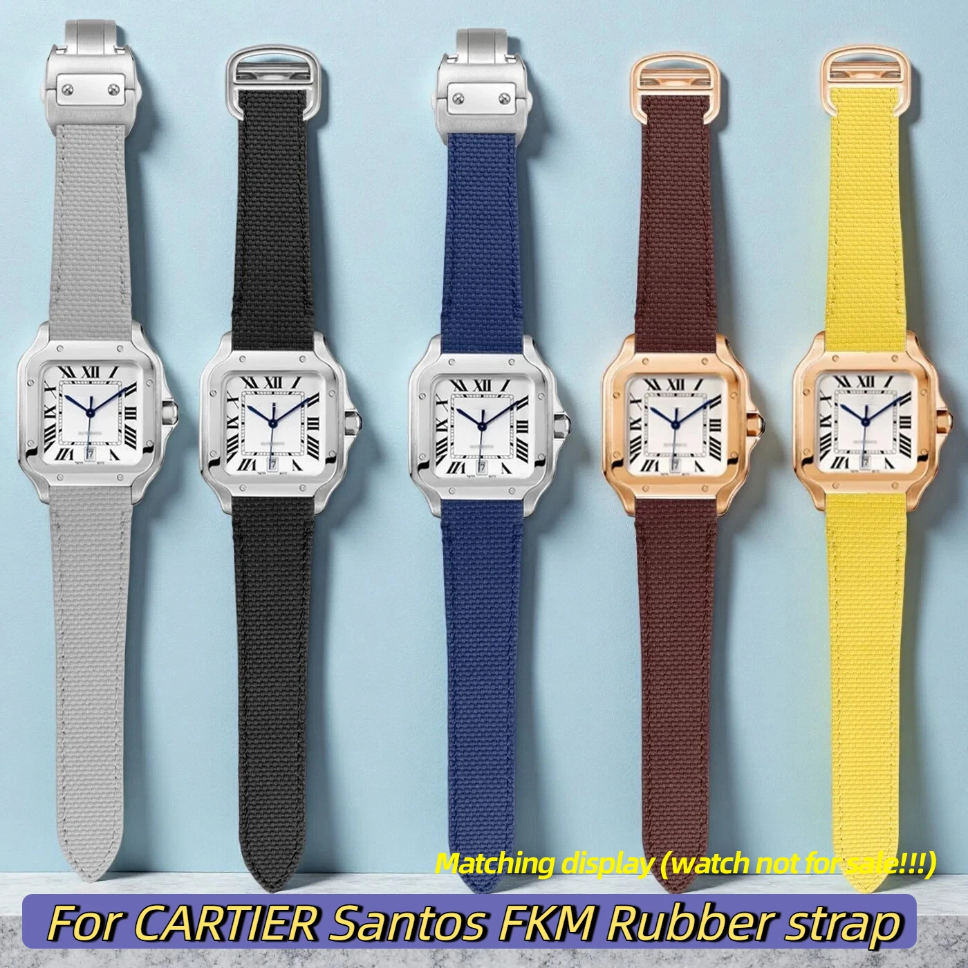 

19 21mm Original Steel End Linking Quick fit FKM Rubber watchband For CARTIER Santos 100 WSSA0009 WSSA0010 Women Men Watch strap