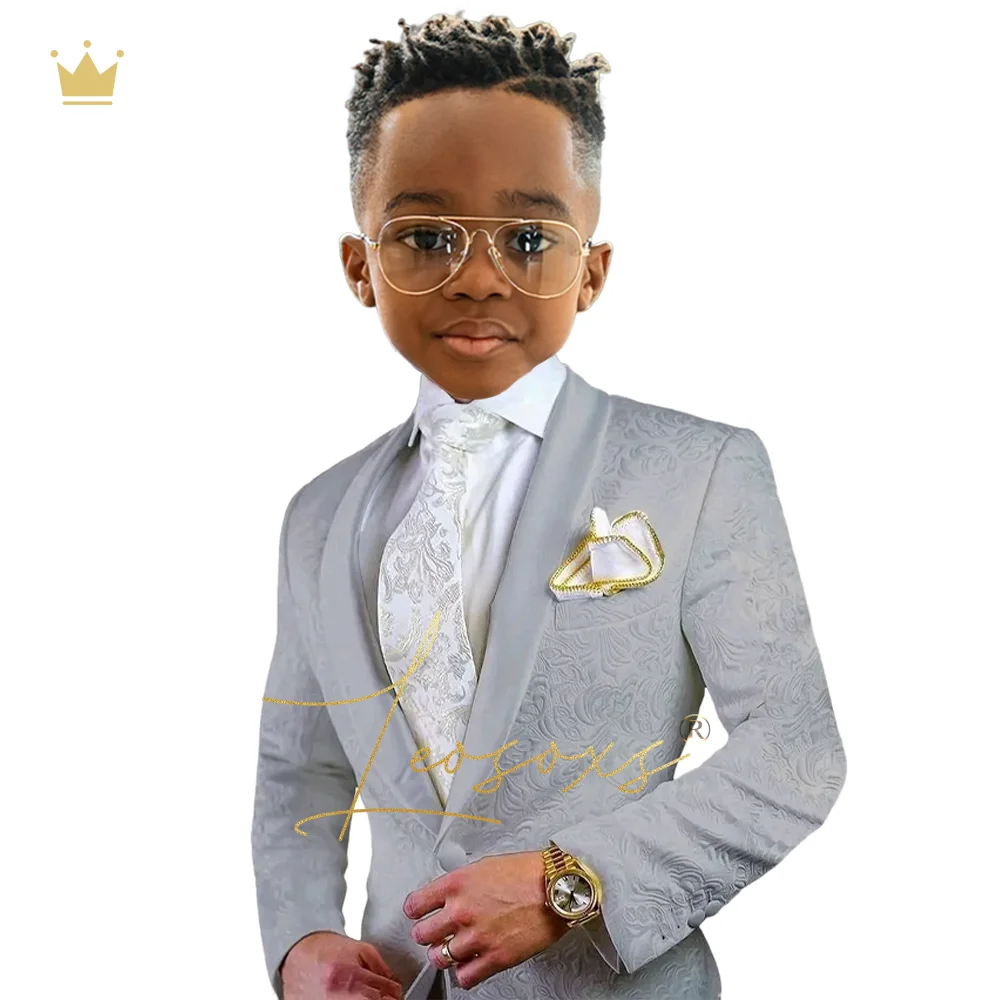 

Boys jacquard dress suit 2 piece set, custom single button jacket trousers for wedding party dress dinner custom suit