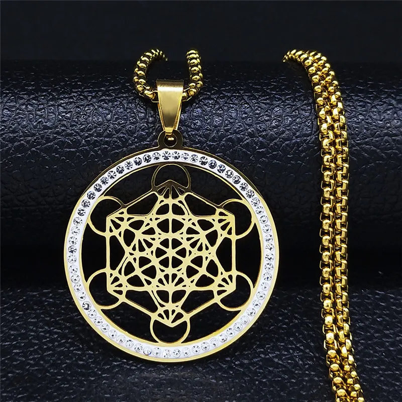 2024 New fashion Sacred Geometric Flower of Life Necklace for women and men stainless steel round neckline pendant necklace