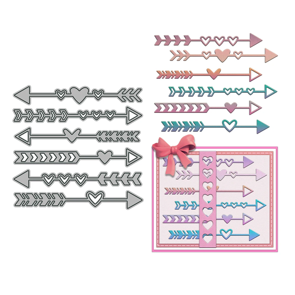 MangoCraft Love Hearts Arrow Cutting Dies Valentine's Day DIY Scrapbooking Supplies Metal Dies Knife Mold For Cards Albums Decor