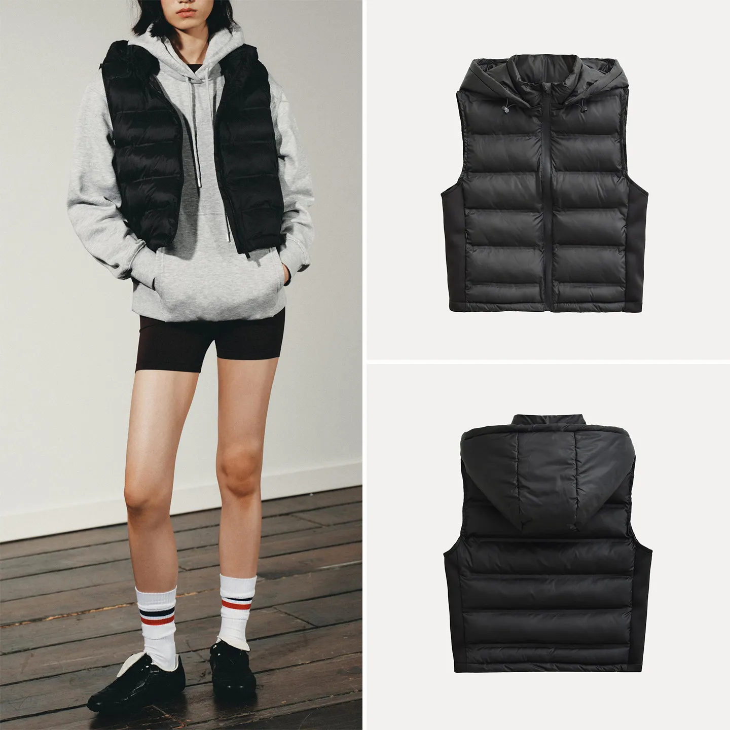 Women's Fashionable Casual Hooded Color Block Vest 2026 Summer New Arrival Versatile Elegant Style Short Outerwear