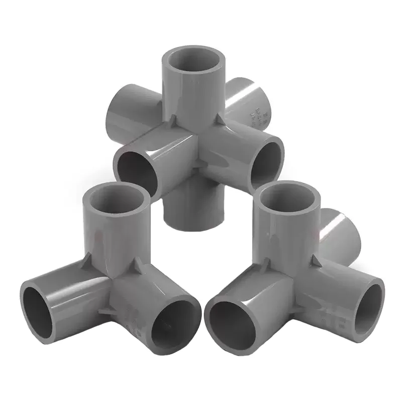 1-10pc I.D 20/25/32/40/50mm Grey PVC Three-Dimensional Connector Home Garden Irrigation Hose Fittings Water Connectors DIY Tools