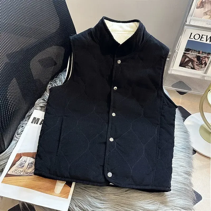 Padded Cotton Vest for Women Quilted Stand Collar Cold Warm Trend 2024 Waistcoat Woman Autumn Elegant Casual Pretty Korean Style