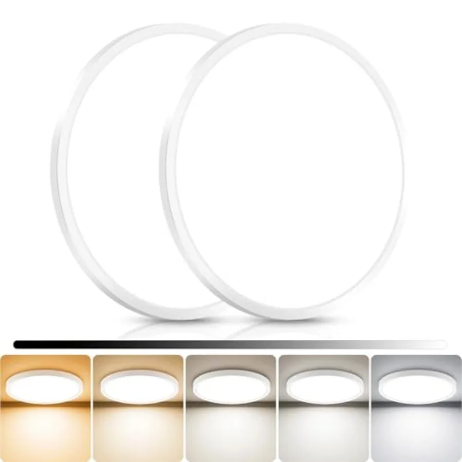 

2Pack 13inch LED Flush Mount Ceiling Light, Dimmable and 5Color Temperatures 3000K-6500K,24W Round Slim Light Fixture for Bedro