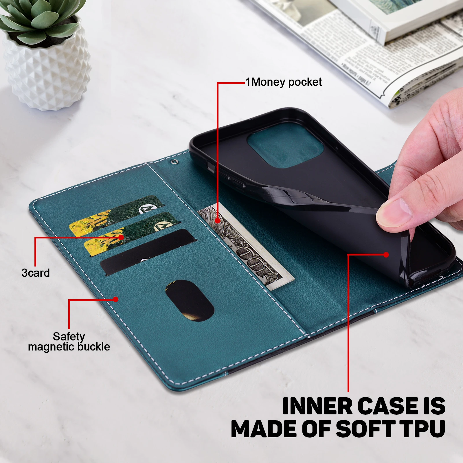 المغناطيسي فليب أغطية جلد المحفظة الحال بالنسبة لسامسونج غالاكسي S25 S24 S23 S22 S21 S20 S10e S9 S8 حافة زائد الترا FE 4G/5G #6