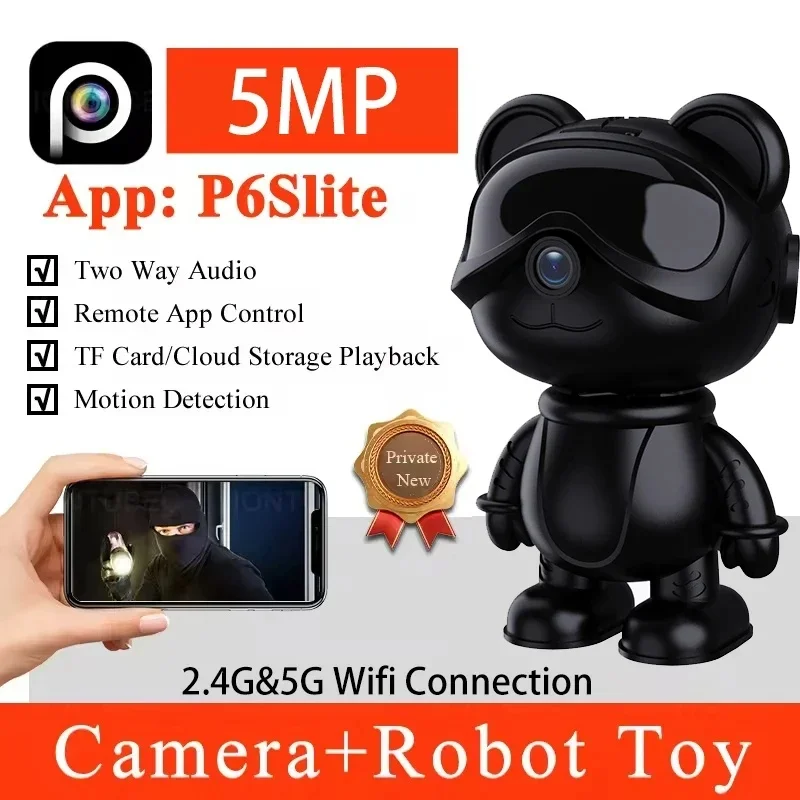 5MP WiFi Indoor PTZ Wireless Security Camera, 5G WiFi, Baby Cry Detection, IR Night Vision, Two-Way Audio, Auto Tracking CCTV Ca