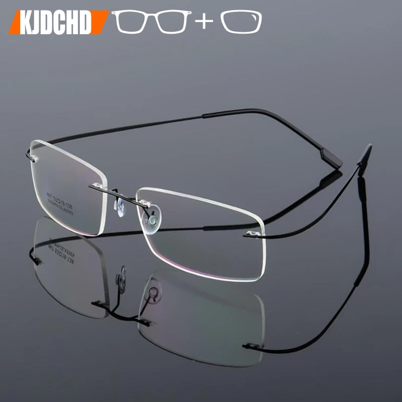 Customized Men Women Business Optical Prescription Eyeglasses Myopia Presbyopia Progressive Titanium Alloy Rimless Glasses