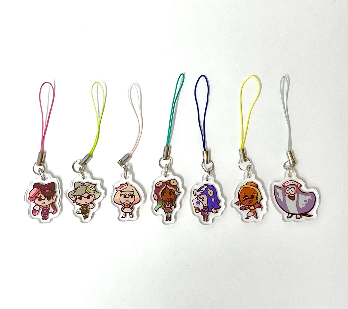 Colgante Móvil Splatoon Idol - Doble cara, 7 patrones, 1 pulgada, material acrílico
