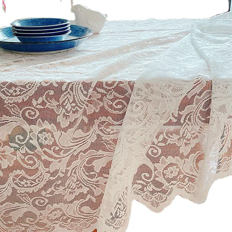 Romantic French Lace Tablecloth Rectangular Dining Table Cloth Art Coffee Table Home Decoration Tablecloth Photo Cover Cloth