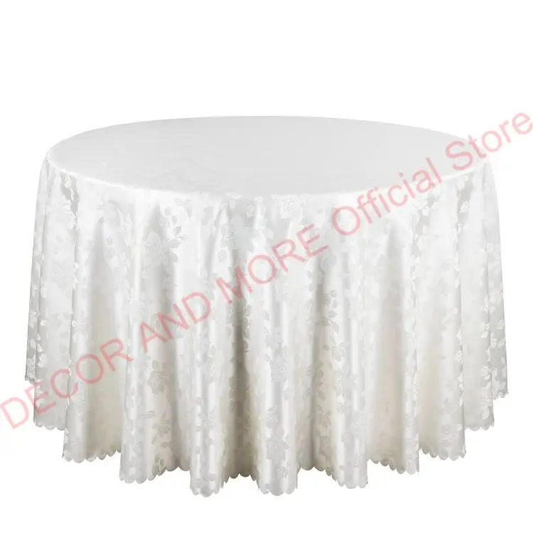 260cm Polyester Solid Round Tablecloth White Red Hotel Banquet Dining Table Covers Jacquard Decor Wedding Table Cloths Square