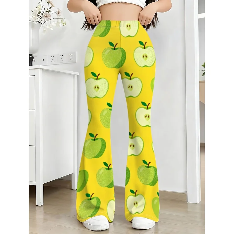 Girls All Over Print Flare Pants Stretchy Bell Bottom Leggings Elastic Waist Pants for Tween Teens Back to School Outfit