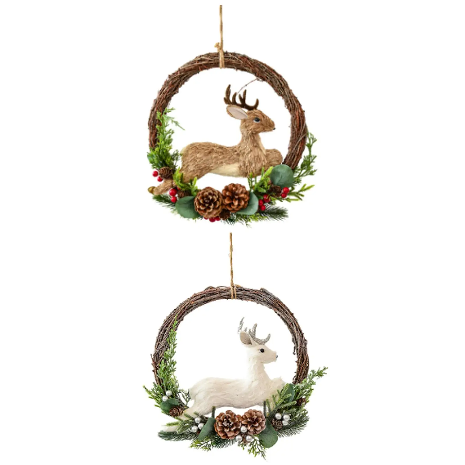 Christmas Wreath Front Door Flower Wreath Hanging Garland Xmas Wreath Rattan Wreath for Cabinet Bedroom Wedding New Year Party