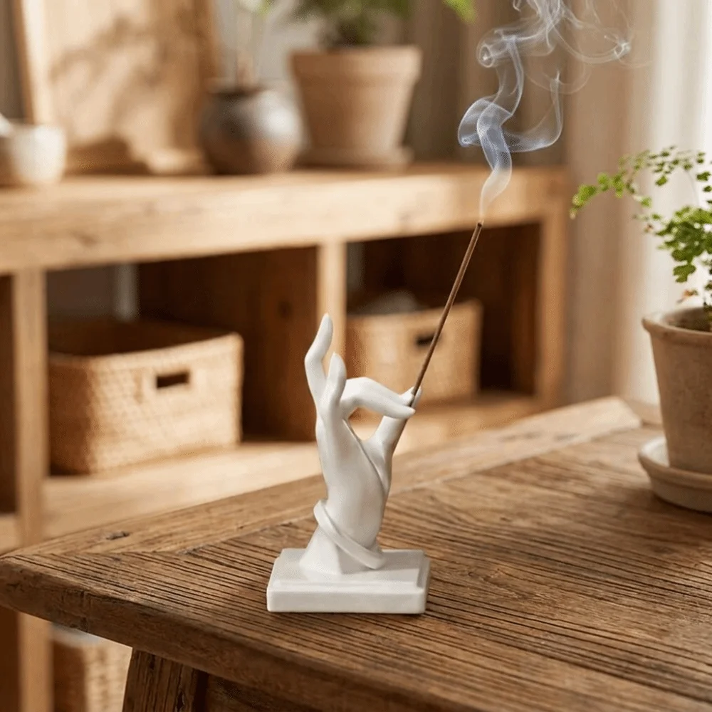 3D Printed Hand Incense Holder Plastic Zen Style Finger Shaped Incense Stand Decorative Hand Shaped Incense Stick Burner Desktop