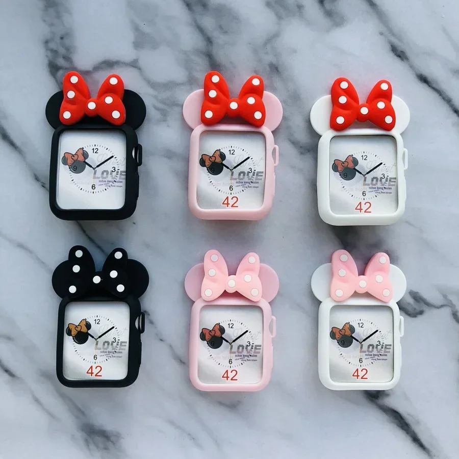 Soft Silicone Cover Cases For Apple Watch 6 5 4 40 44MM 38 42MM Girls Cartoon CUTE Protective For iWatch Series Se 3 2 7 41 45mm