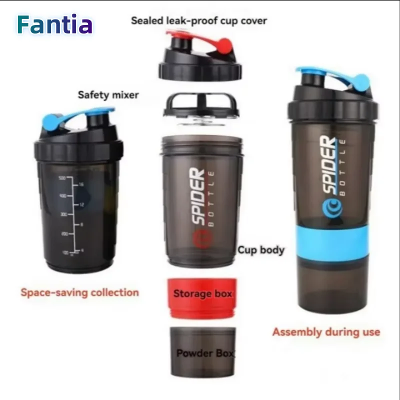 

Shaking Cup Food Grade With Powder Box Three-Layer Shaking Cup Protein Powder Fitness Sports Shake Mixing Water Glass
