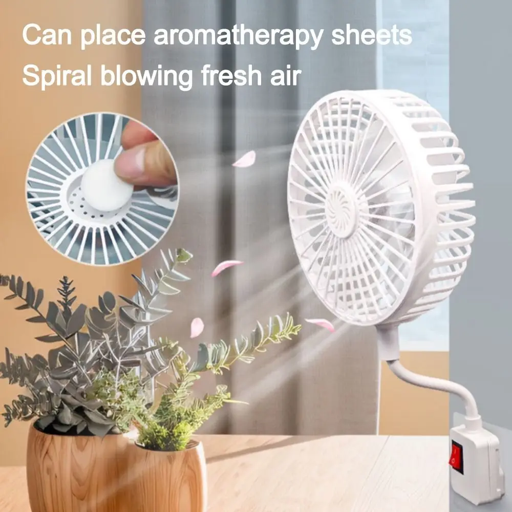 New 3-Prong Plug Wall Socket Fan Wall-Mounted Energy Saving Kitchen Fan 360 Degree Adjustable Five-leaf Cooling Fan Summer