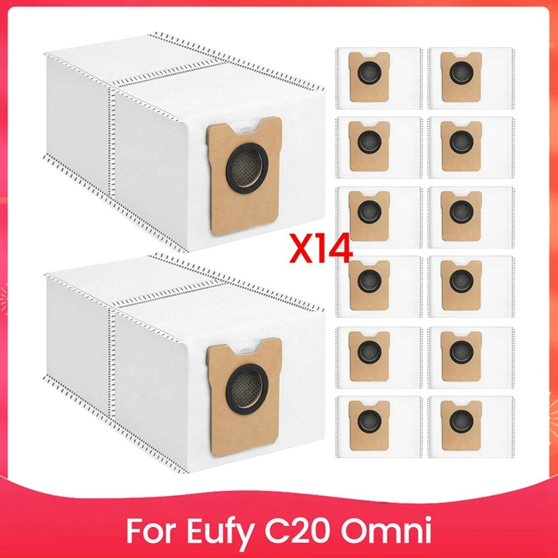 

AAAN-14 упаковка мешков для пыли для робота-пылесоса Eufy C20 Omni, одноразовые вакуумные мешки большой емкости