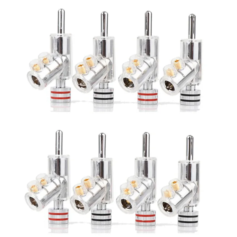 BA1403 HIFI Hi-End Rhodium Plated Lockable Speaker Cable Banana Plug Connector Speaker Wire Connector, 8Pcs