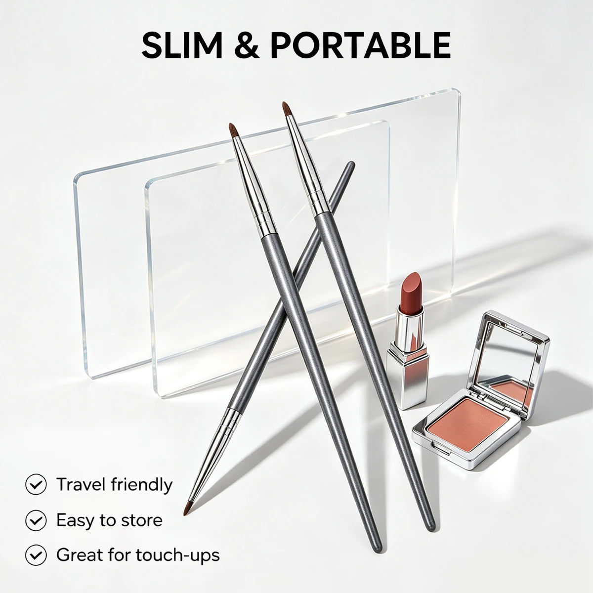 Fine Point Lip & Eyeliner Brush Set, Precision Detail Cosmetic Brushes for Lipstick Lip Gloss Gel Eyeliner Beauty Makeup Tools