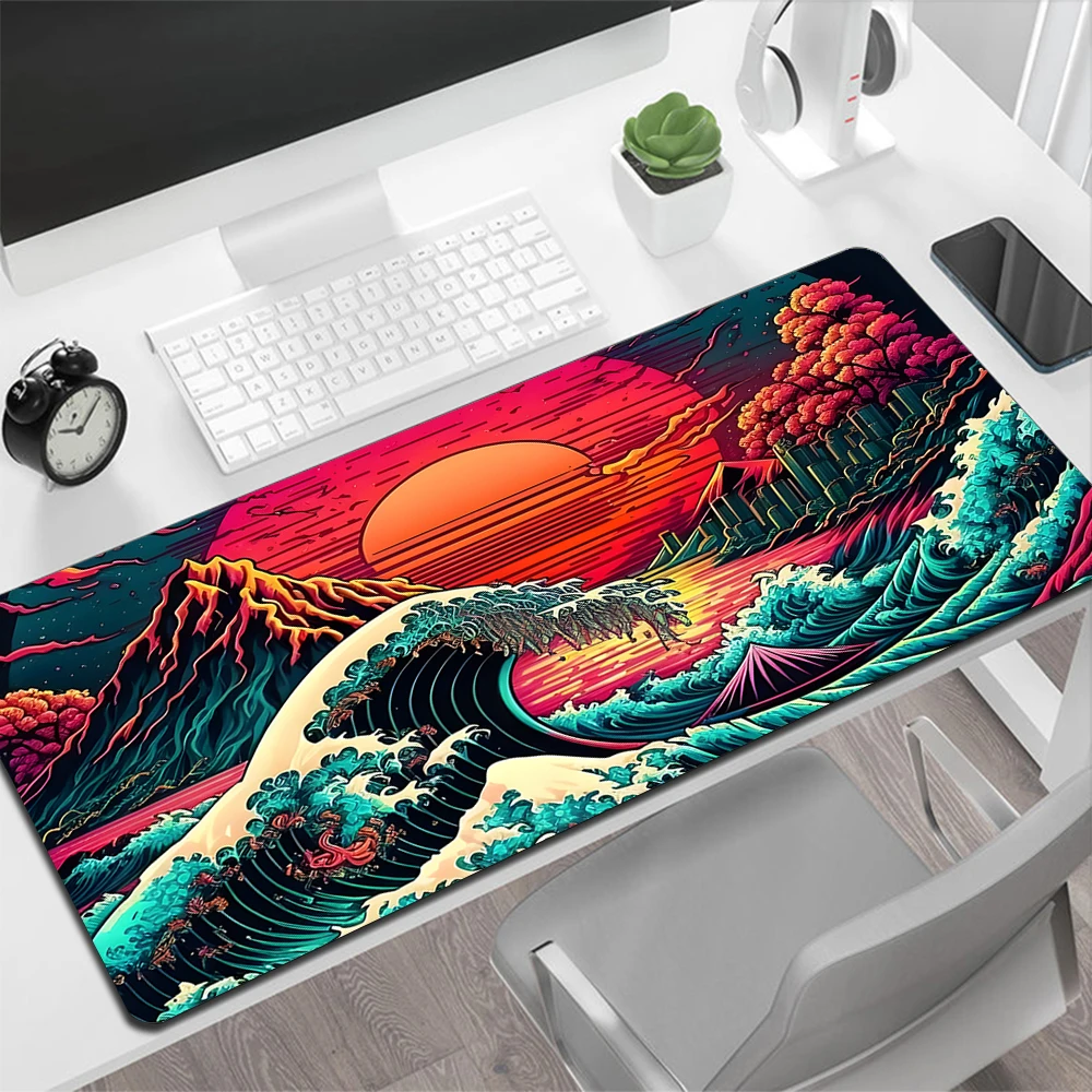 The Great Wave off Kanagawa Gaming Mouse Pad Large Mouse Pad PC Gamer Computer Mouse Mat Big Mousepad Silicone Keyboard Desk Mat