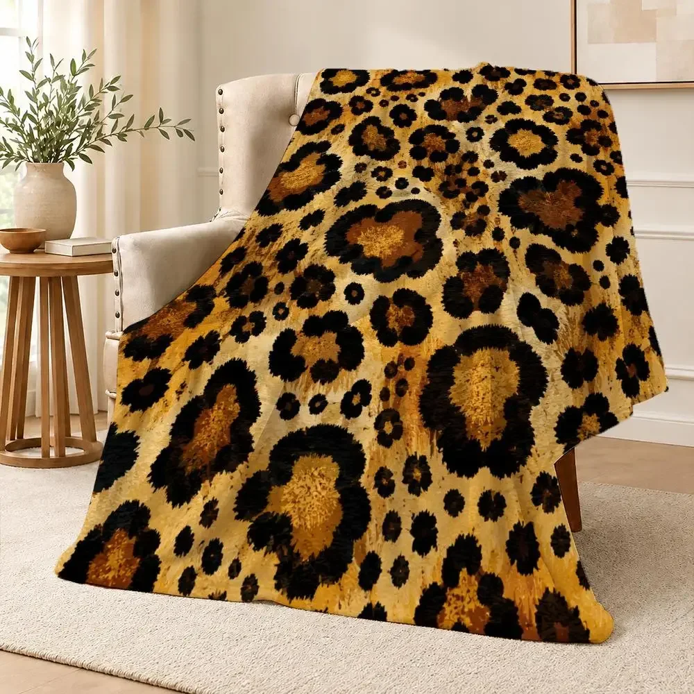 Fashion Animal Print Trendy Wildlife Pattern Collection Throw Soft Flannel Throw Blanket Warm for Couch Bed SofaCozy All Season
