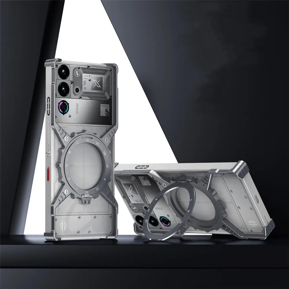 

Slim Mechanical Gears Frameless Magsafe Case for Redmagic 10S Pro 10Pro Rotatable Bracket Hard Cover