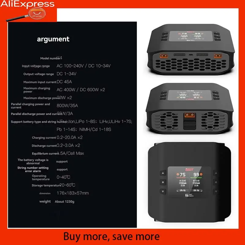 ISDT K4 شاحن بطارية ليبو ثنائي القناة تيار متردد 400 وات/تيار مستمر 600 وات، 20 أمبير، 1-8 ثانية Lipo/PB/Lihv/Nimh/Cd ألعاب Forrc المثالية قابس الاتحاد الأوروبي #5