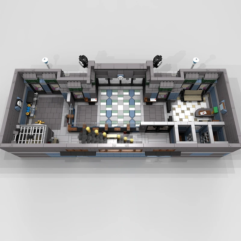 مدينة شارع عرض نموذج MOC قوالب بناء مركز المدينة الطوب البنك وحدات التكنولوجيا الهدايا عطلة تجميع ألعاب أطفال البدلة