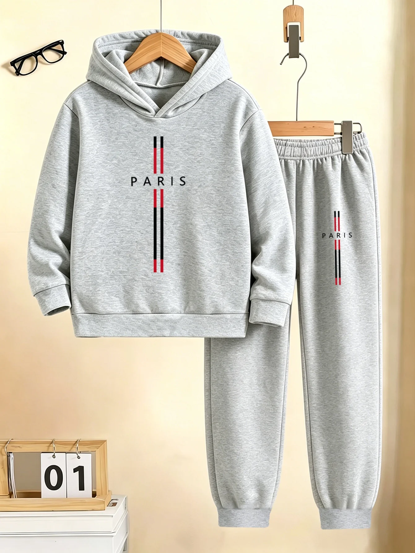 New Kids' Fall/Winter 2-Piece Set: Hooded Sweatshirt & Joggers – Minimalist 