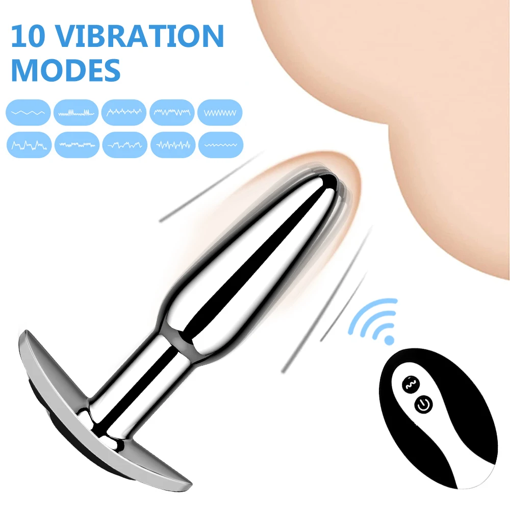 Anal Plug With Push 10 Vibration Modes Anal Toy For Men Prostate Massager Sex Toys With Remote Control Vibrator Anal Toys for 18