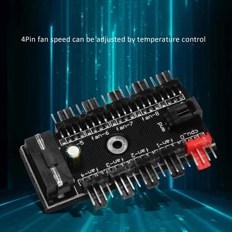 10 Port PC Chassis Fan Hub CPU Cooling HUB 12V 4 Pin Fan PWM Hub Molex Controller