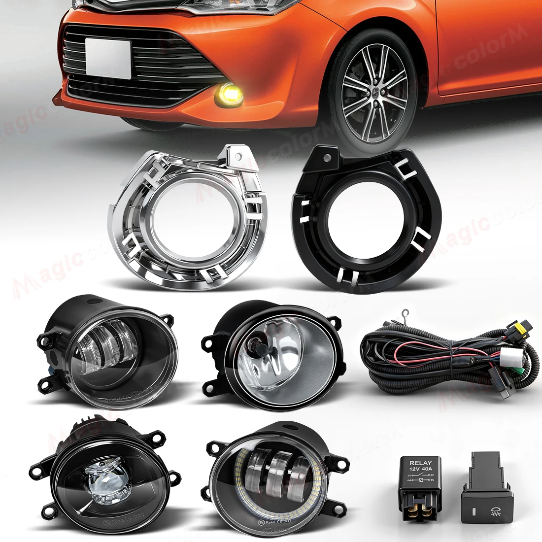 

Fog Lamp Assembly For Toyota Corolla AXIO 2015 2016 2017 Foglight Front Bumper Driving Light with Cover Wire Car Accessories 12V