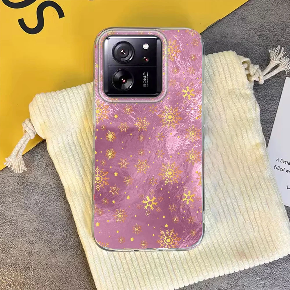 عيد الميلاد الذهبي الثلج نمط النساء الفتيات ل Xiaomi 13T 14T برو 11 لايت NE Poco X5 X6 X7 M6 C65 C61 M5S جراب هاتف غطاء #4