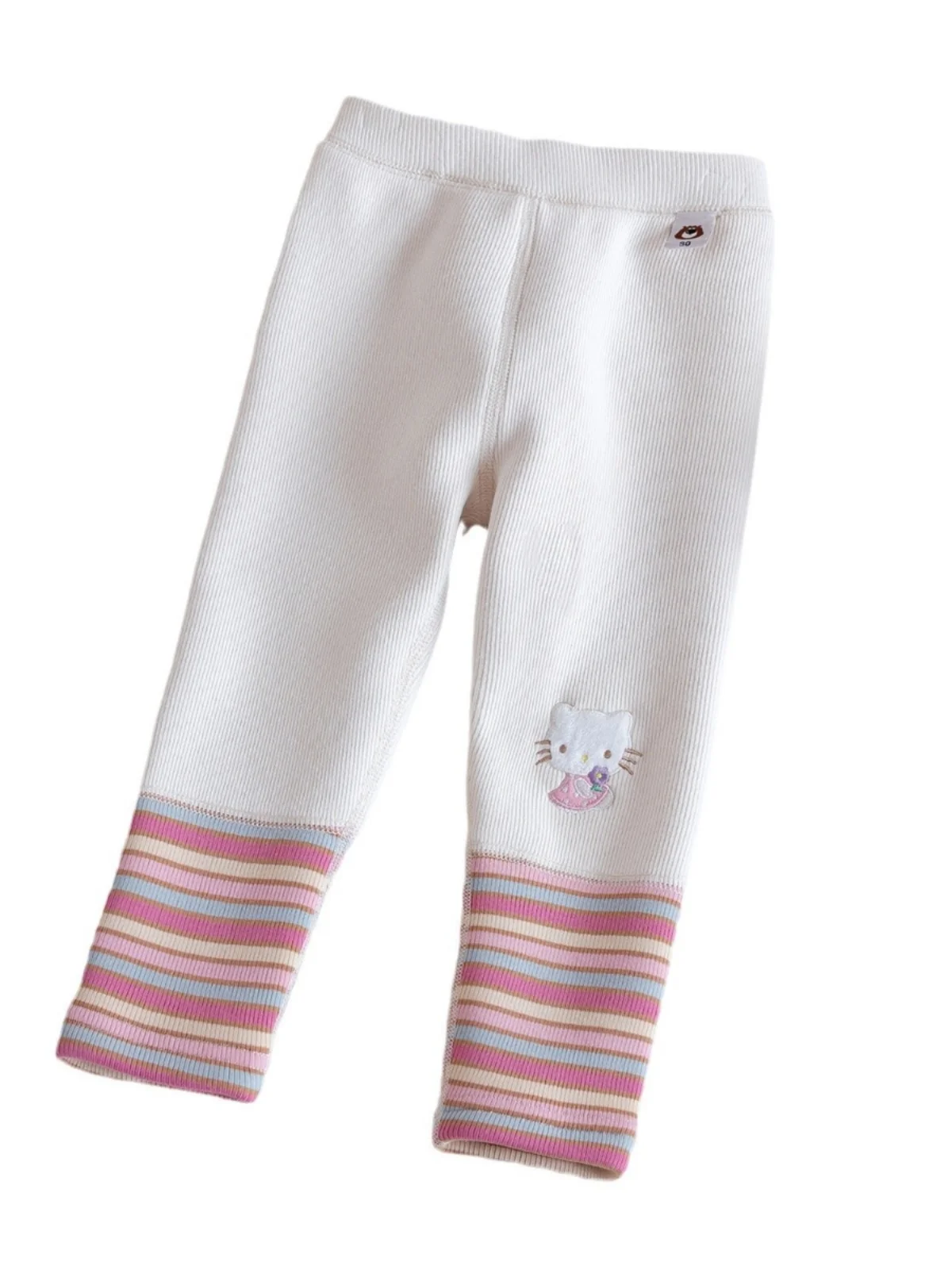 Girls Fce Lined Casual Pants Autumn Winter Korean Sle No-s Splice Versatile Long Trousers Kids All-in-one Velvet Leis...