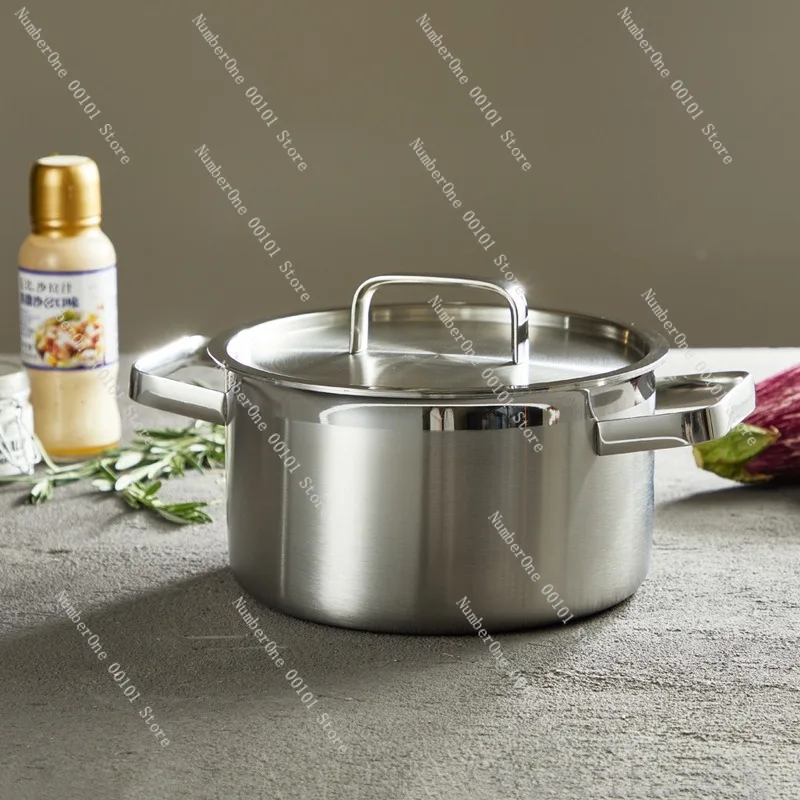 Stainless Steel Soup Pot Food Grade Cooking Pot Large Capacity Stew Pot Induction Cooker Compatible Kitchen