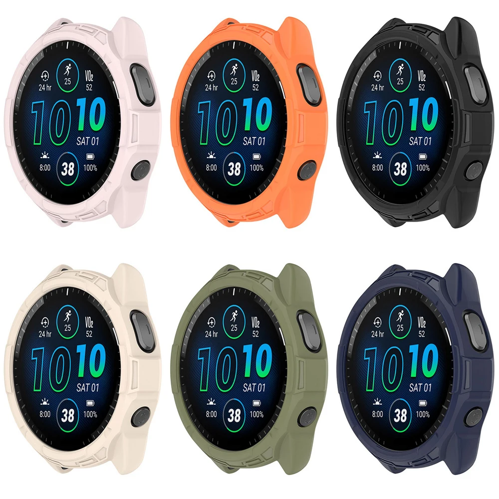 غطاء ساعة لساعة Garmin Forerunner 965 حافظة واقية مجوفة خفيفة للغاية وعالية الجودة من مادة TPU الناعمة البديلة