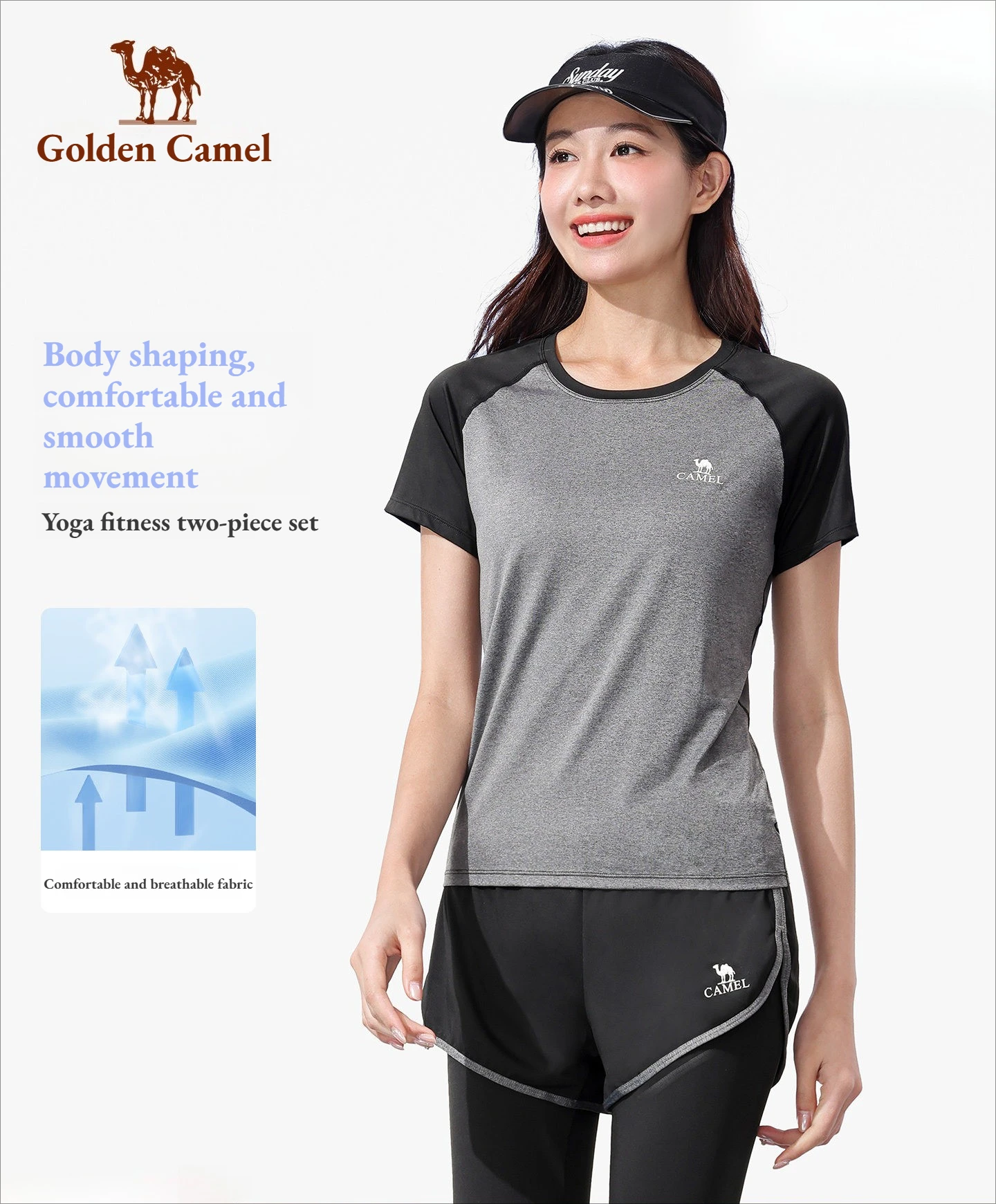 Golden Camel Women's Yoga Sports Suits Summer Running Long Sleeve Sports Shirt Yoga Clothing Quick-Dry Gym Set Tennis Tracksuit