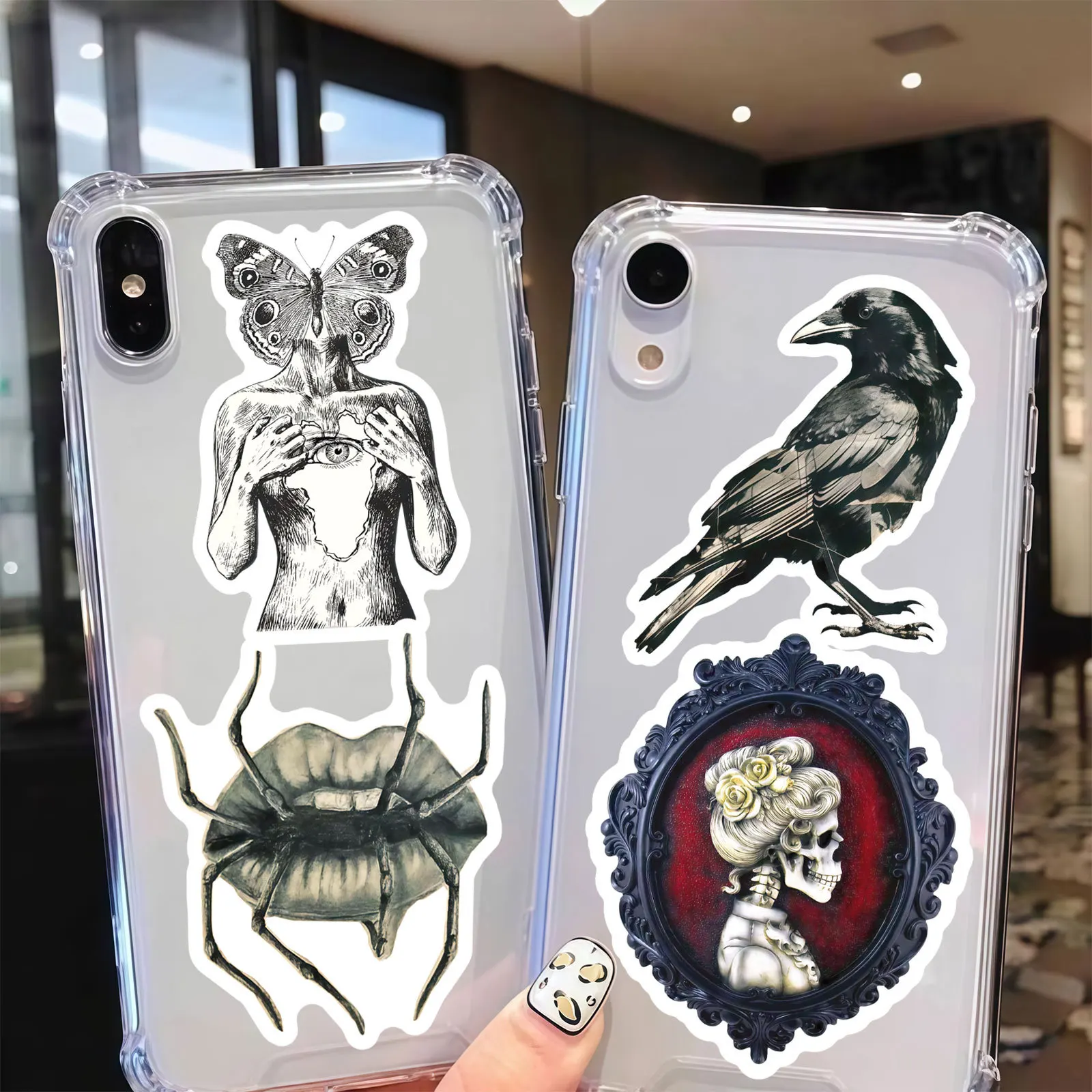 10/50 pezzi adesivi stile gotico thriller retrò rosso e nero decorazione creativa personalizzata album da scrivania per libreria fai da te