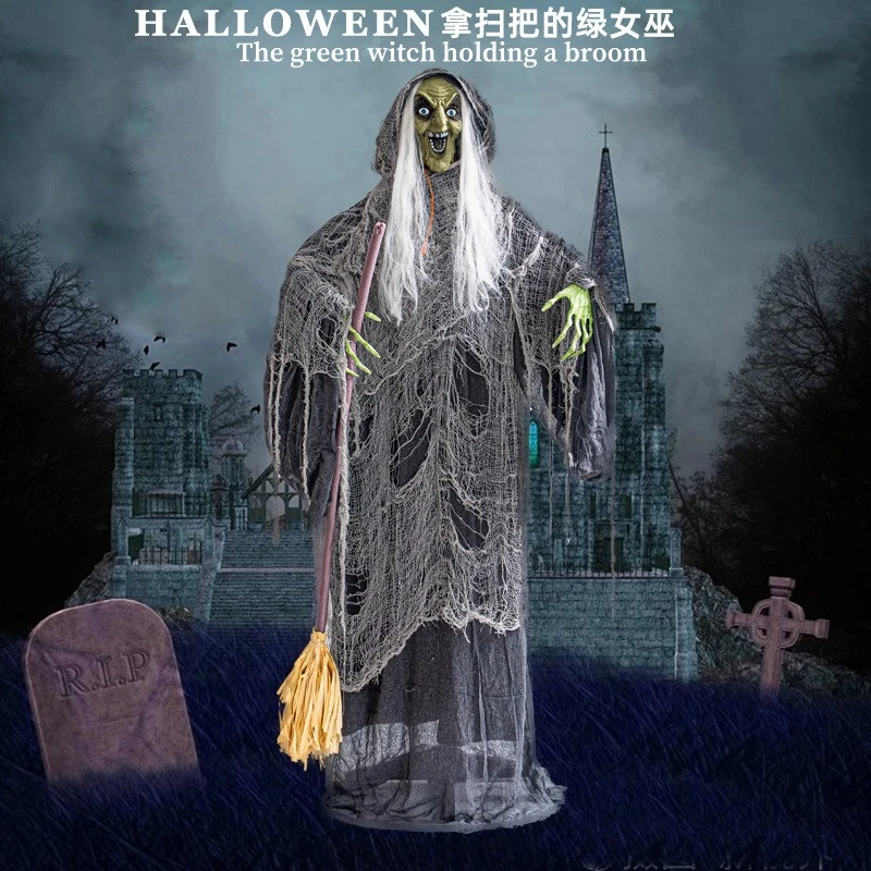 

Halloween standing ghost witch detachable small package electric induction voice-activated luminous house horror decoration orna