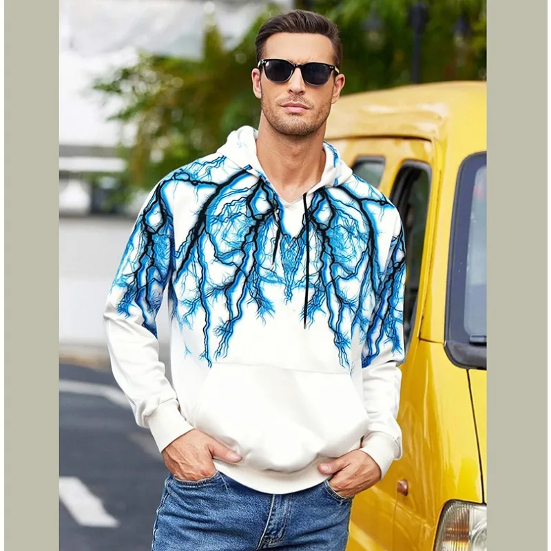 Gradient Hooded Plus Size Sweatshirt Men Loose Sport Casual Printable Trendy Outerwear