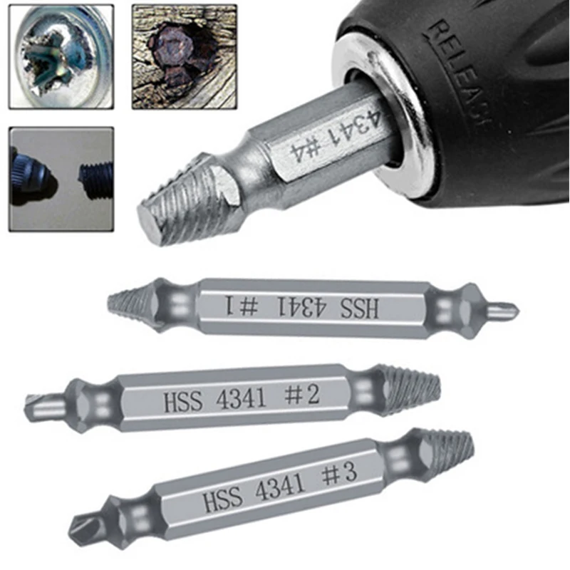Extractor Broken Screw Extractor เจาะไทเทเนียมคู่หัวสกรูและ Bolt Extractor เครื่องมือหักลวดซ่อมเครื่องมือ