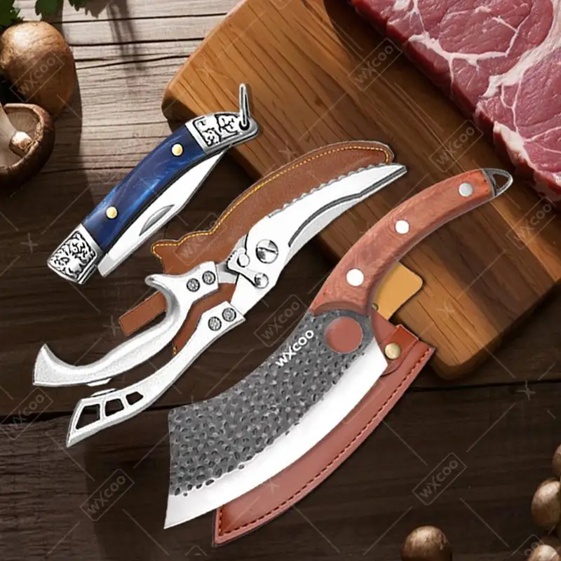 Cuchillo de cocina forjado a mano, accesorios de cocina, pelado de frutas para el hogar, cuchillo multiusos, cuchillo de carnicero para tallar acero inoxidable