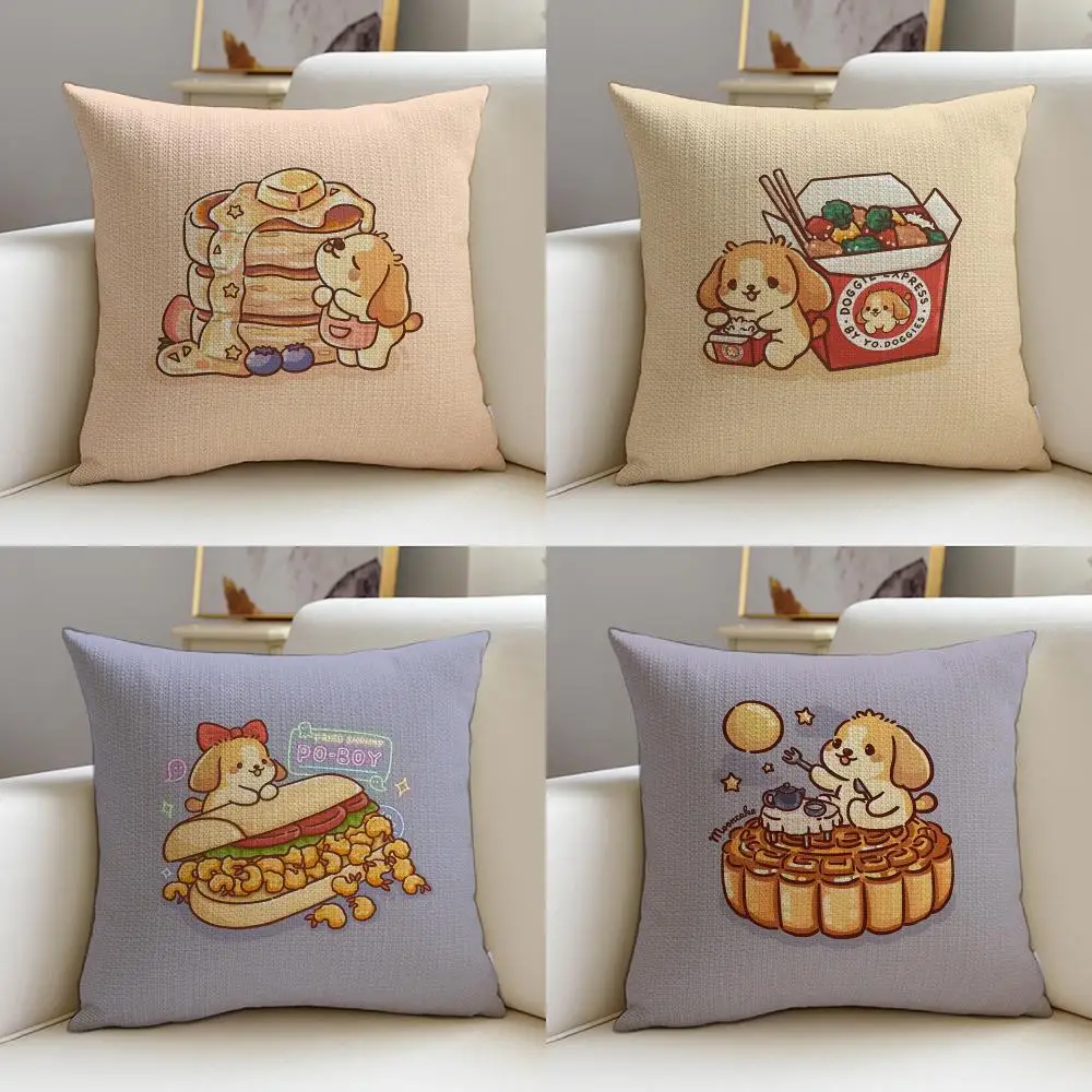 

Чехол для подушки Hungry F-Foodie BeagleS, дышащая и приятная для кожи льняная наволочка, квадратная съемная и моющаяся подушка.