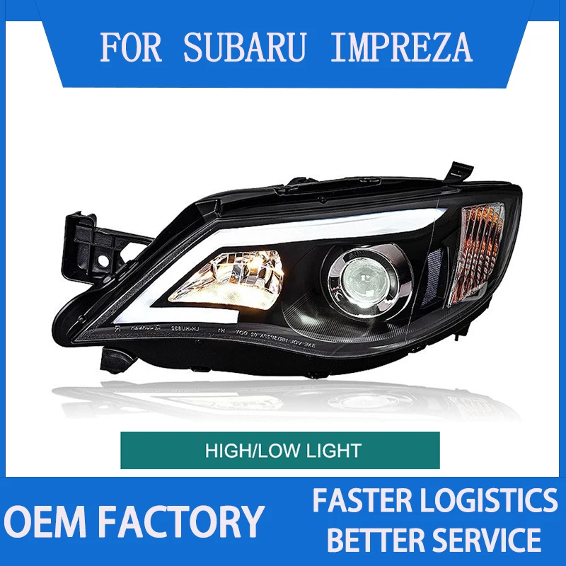 1 Pair LED Headlight Assembly for Subaru Impreza 2008-2014 Headlights Plug and Play with DRL Turning Projector Lens Head Lamps