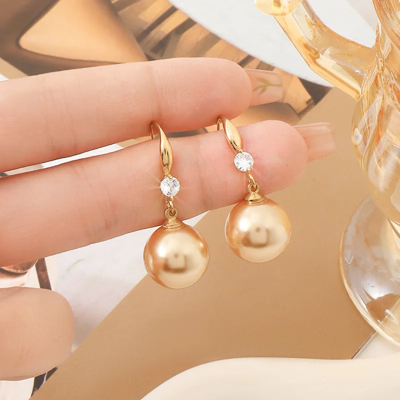 Jewelry for Women round Pearl Earrings for Women Red White Earrings Wedding Engagement Valentines Day Gift