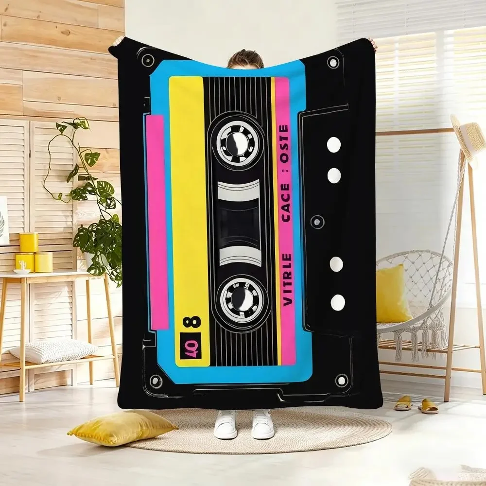 Retro 80s 90s Cassette Tape Flannel Blanket