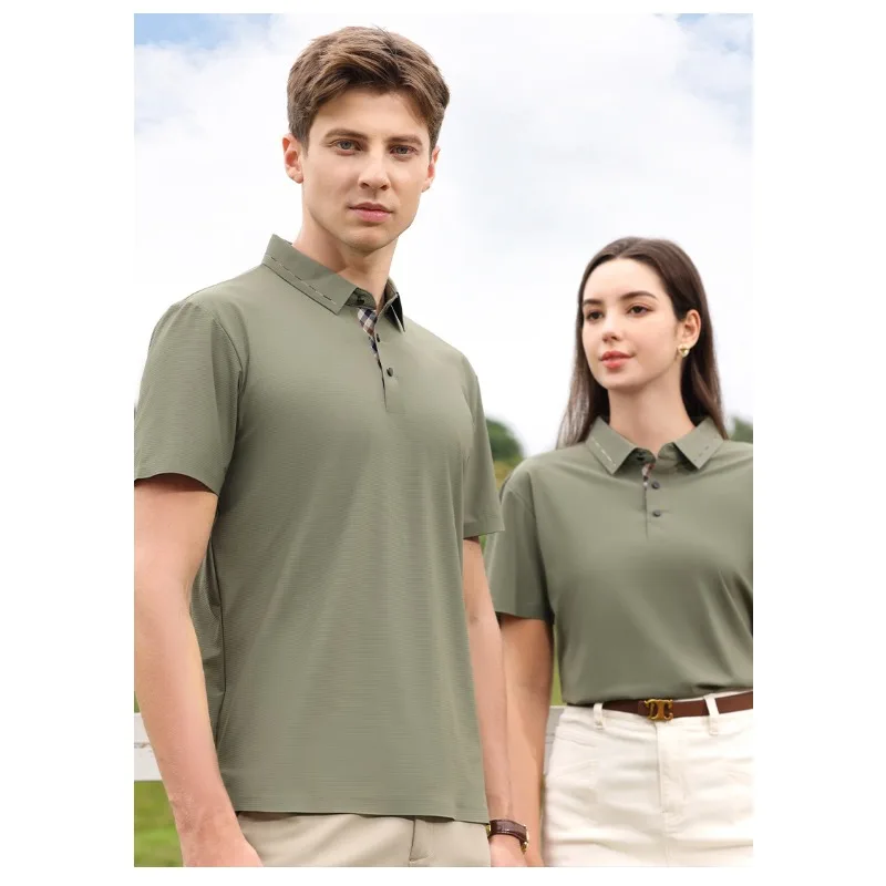 

Summer Outdoor Running Fitness Fashion Ice Silk Seamless Quick Drying Short Sleeved T-shirt Couple Fashion Trend Polo Shirt