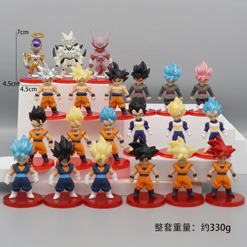 18 stili Dragon Ball Super Saiyan Action Figures Anime Son Goku Gohan Vegeta Gogeta Majin Buu Model Cartoon Toys Set Ornament