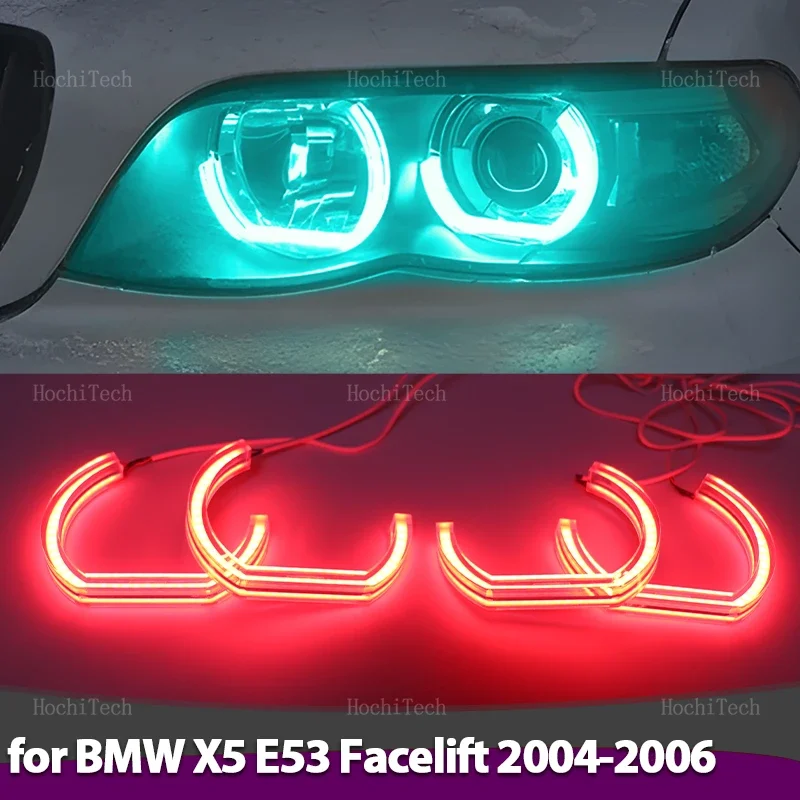 

Dynamic Multi-colored App control LED Angel Eyes Ring Lamp Daytime Running Lights for BMW X5 E53 facelift 2004 2005 2006