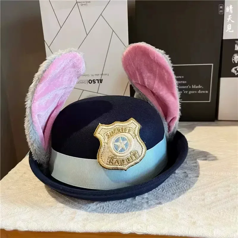 Children's Adult Cosplay Headband Headwear Hat Judy Hat Rabbit Bowler Hat Zootopia Police Officer Judy Hat